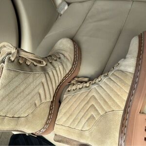 Vince Camuto Beige Lace Up Boots